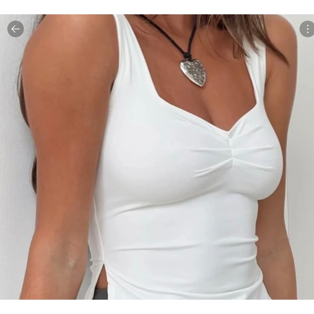 Princess Polly White Ruched Bust Tank Top Size 8 #6